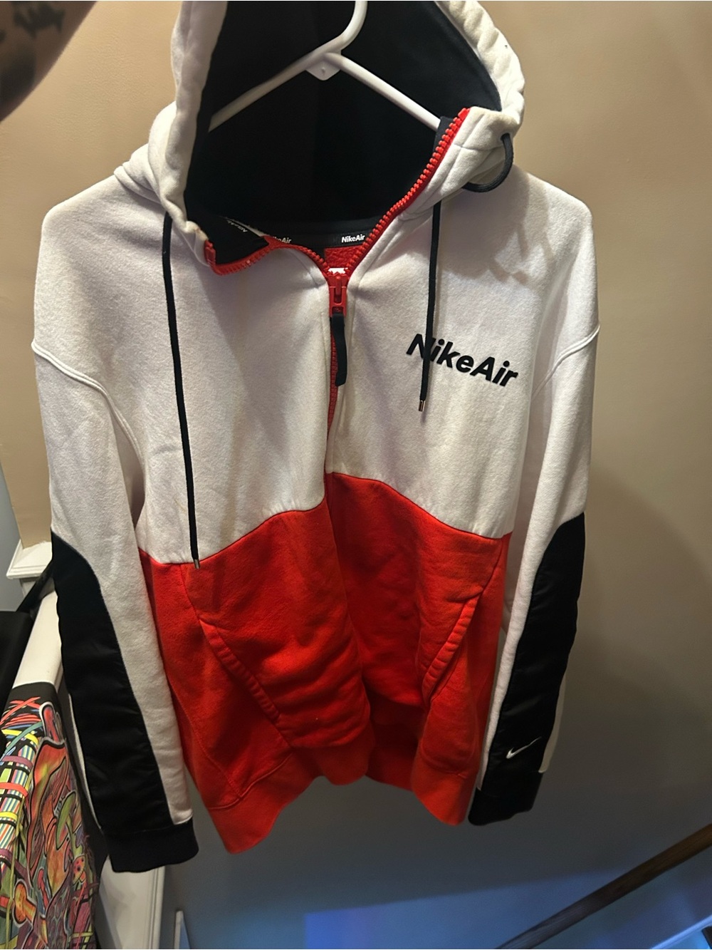 Nike Red White Black Zip-Up Hoodie